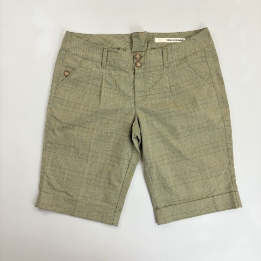 DKNY JEANS Tailored Plaid Bermuda Shorts 12 Campus Dark Academia